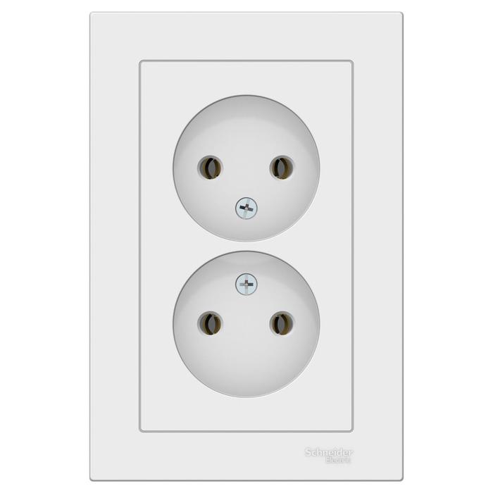

Розетка SE AtlasDesign Белый б/з двойная, 16А, в сборе