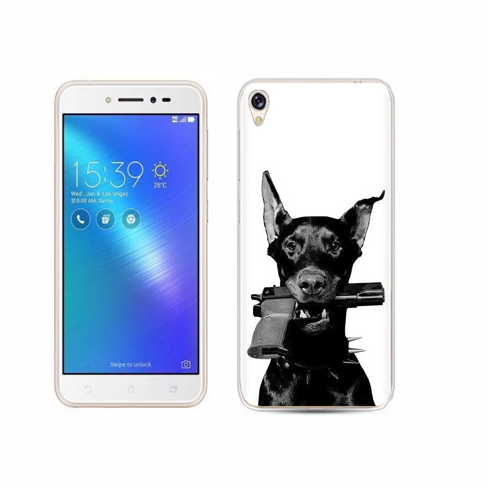 

Чехол MyPads Tocco для Asus ZenFone Live (ZB501KL) доберман с пистолетом, Прозрачный, Tocco