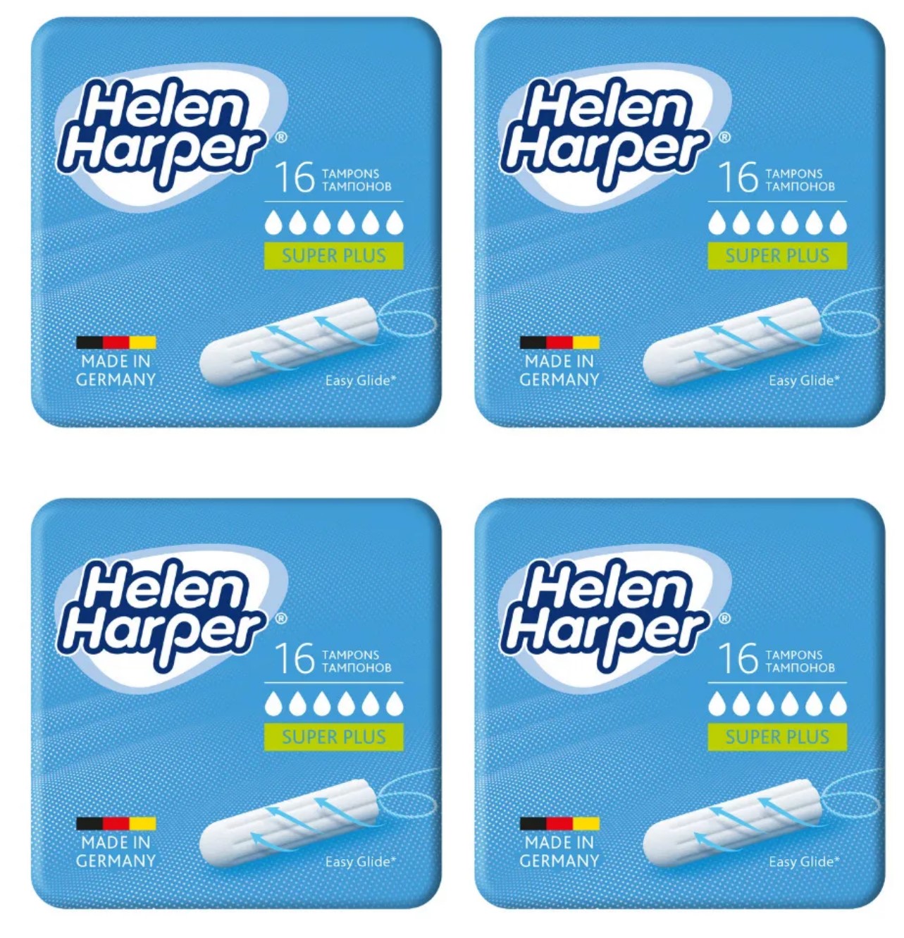 Тампоны Helen Harper Super Plus, 6 капель, 16 шт. х 4 уп.
