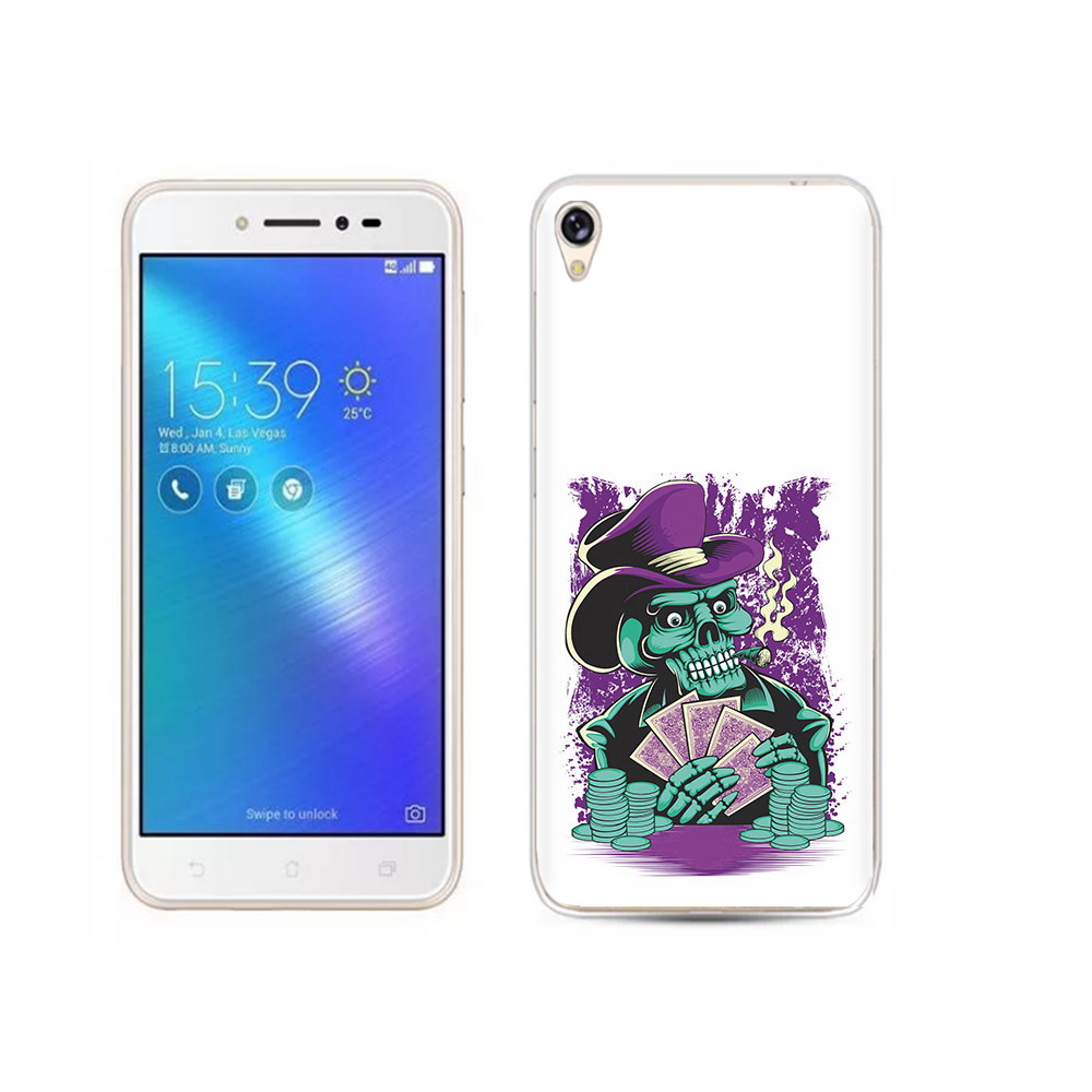 

Чехол MyPads Tocco для Asus ZenFone Live (ZB501KL) зеленый череп с картами, Прозрачный, Tocco