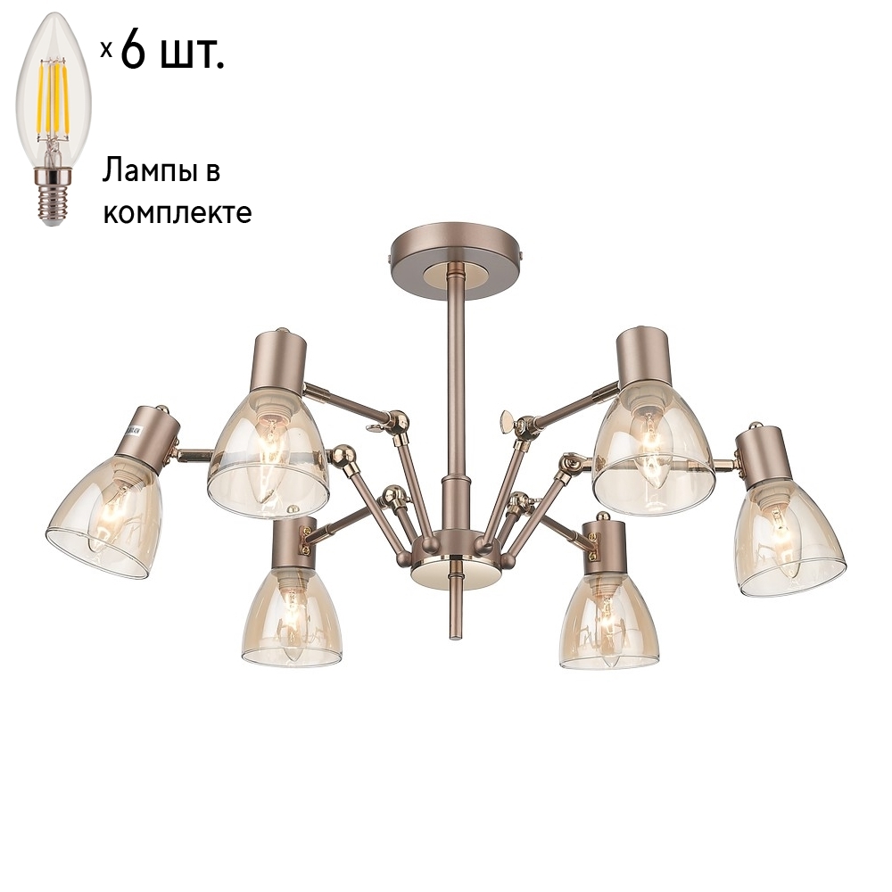 

Люстра на штанге с лампочками Velante 246-403-06+Lamps E14 Свеча