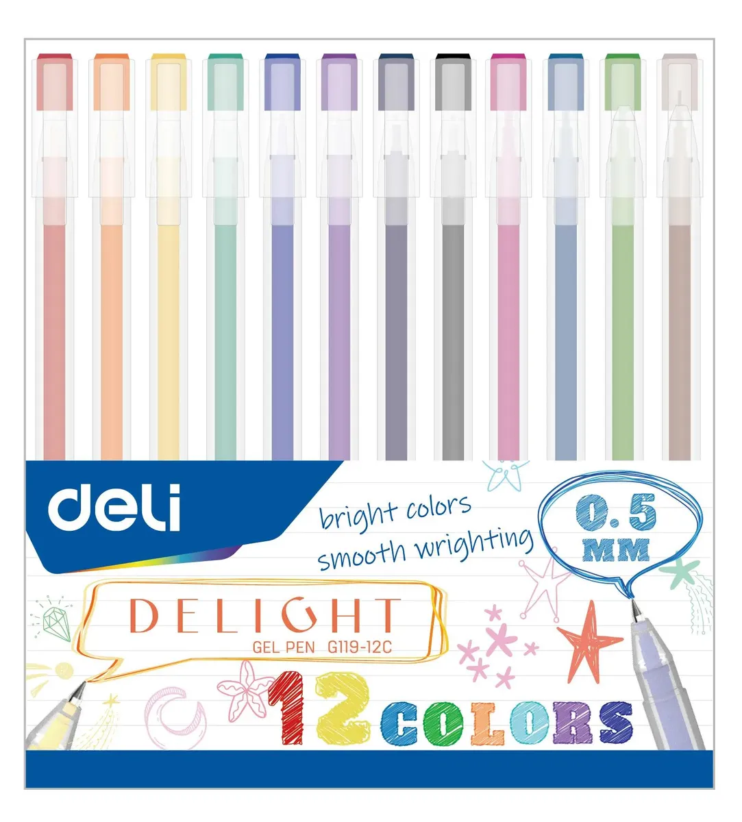

Набор гел. ручек 8цв., Deli Delight чернила ассор. (12шт)