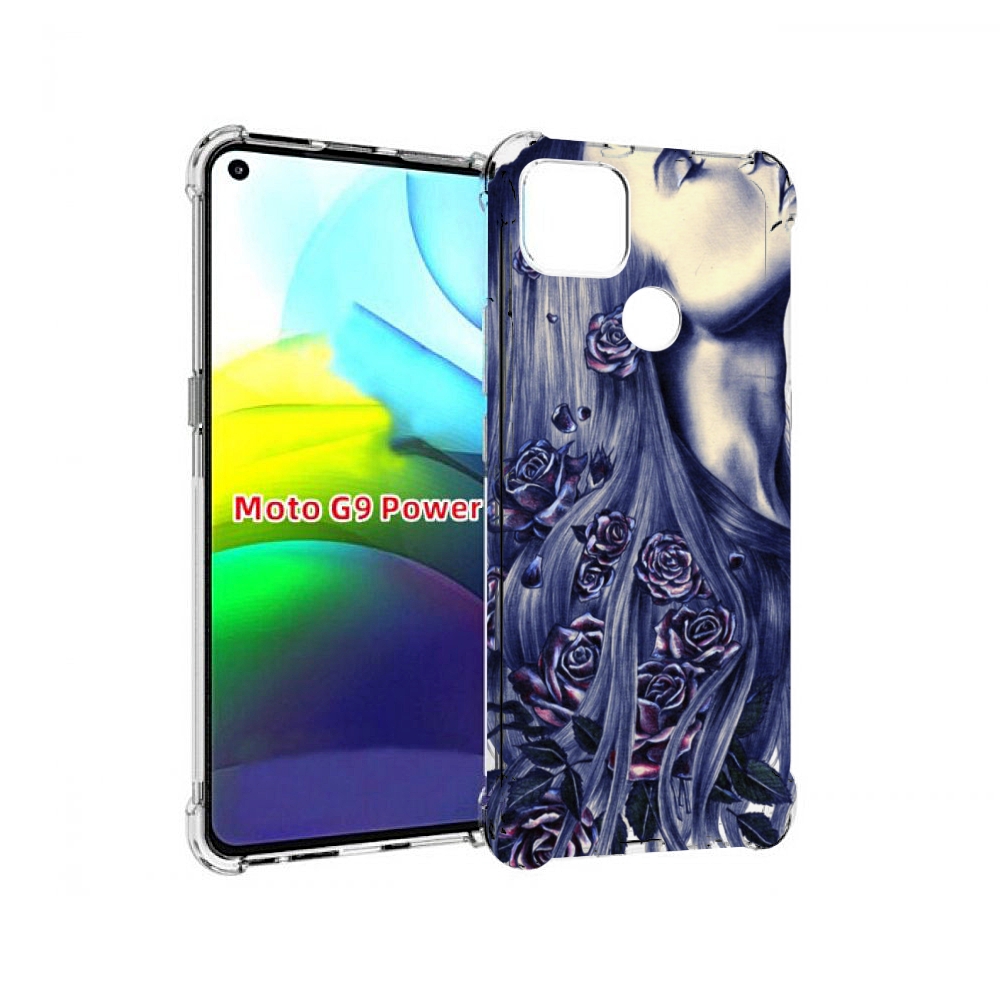 

Чехол MyPads Девушка с розами женский для Motorola Moto G9 Power, Прозрачный, Tocco