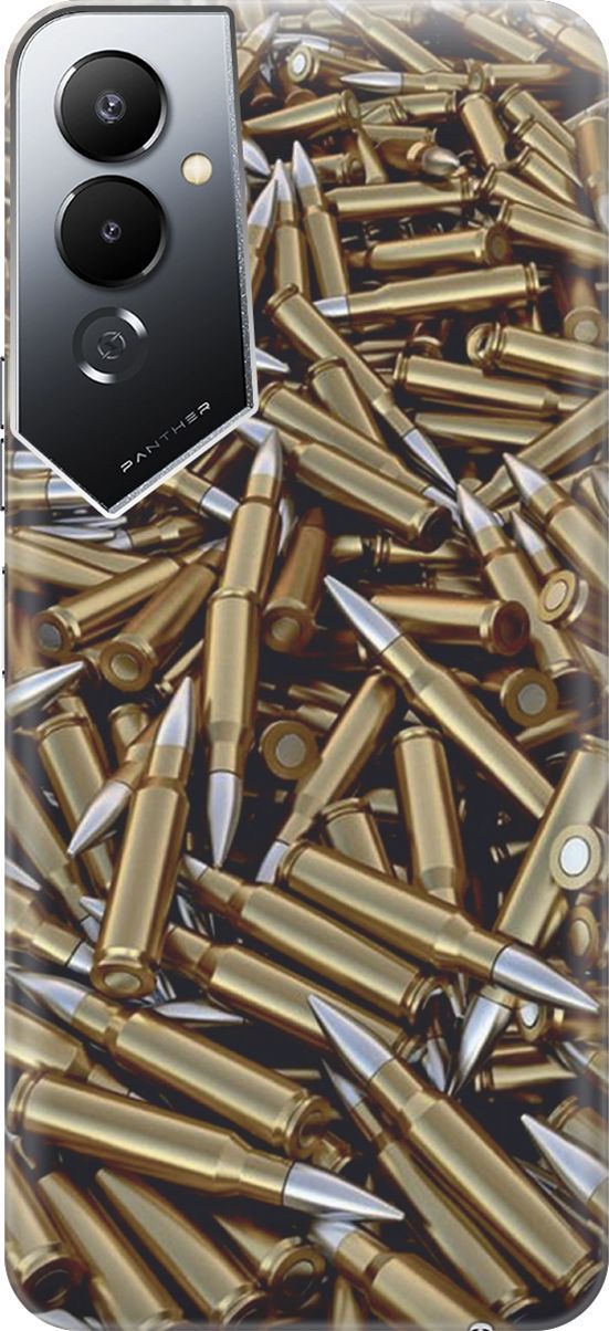 

Силиконовый чехол на Tecno Pova 4 с принтом "7.62", Золотистый;серебристый, 158038