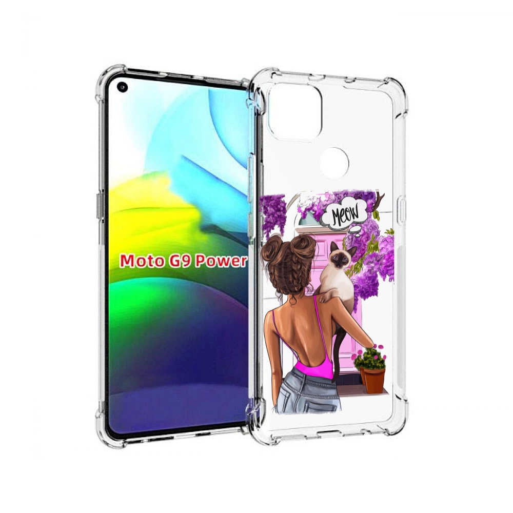 

Чехол MyPads Девушка-с-котиком женский для Motorola Moto G9 Power, Прозрачный, Tocco