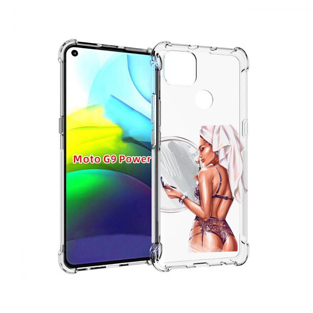 

Чехол MyPads Девушка-с-полотенцем женский для Motorola Moto G9 Power, Прозрачный, Tocco