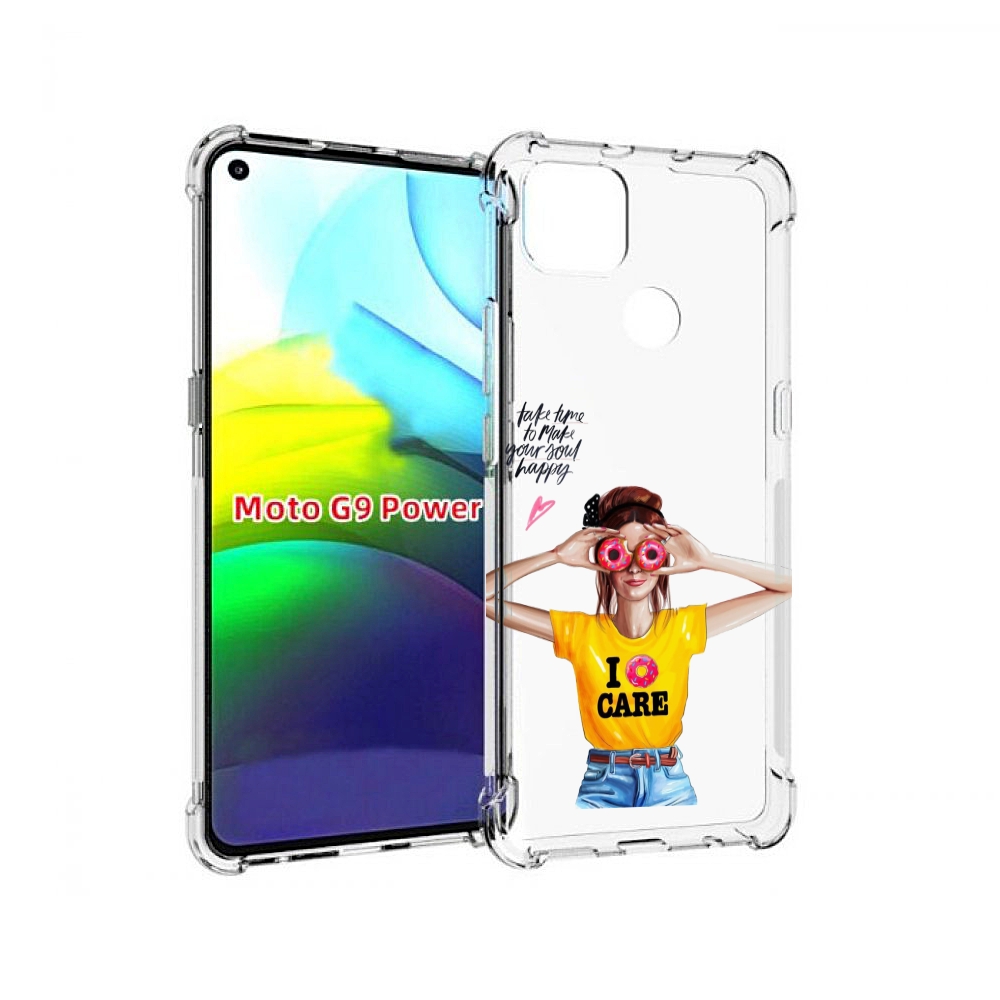 

Чехол MyPads Девушка-с-пончиками женский для Motorola Moto G9 Power, Прозрачный, Tocco