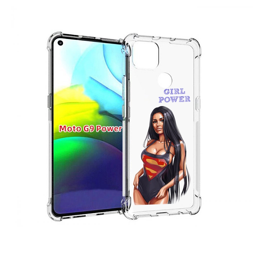 

Чехол MyPads Девушка-супермен женский для Motorola Moto G9 Power, Прозрачный, Tocco