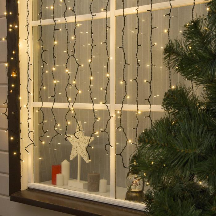 

Luazon Lighting Гирлянда «Занавес» 2x1.5 м, IP44, УМС, тёмная нить, 360 SMD-LED, свечени