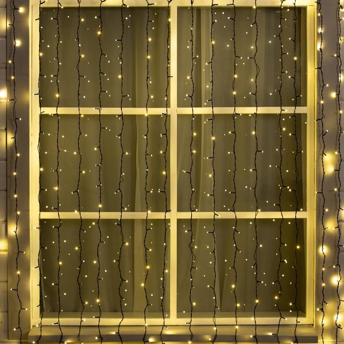 

Luazon Lighting Гирлянда «Занавес» 2x3 м, IP44, УМС, тёмная нить, 760 SMD-LED, свечение