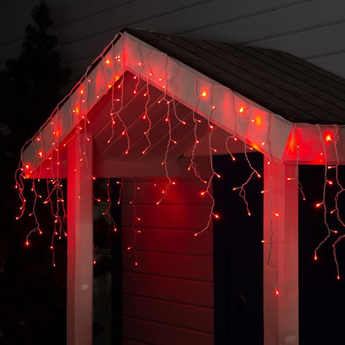 

Гирлянда «Бахрома» 3x0.6 м, IP44, УМС, белая нить, 160 LED, свечение красное, 220 В