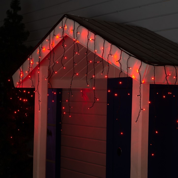 

Гирлянда «Бахрома» 3x0.6 м, IP44, УМС, тёмная нить, 160 LED, свечение красное, 220 В