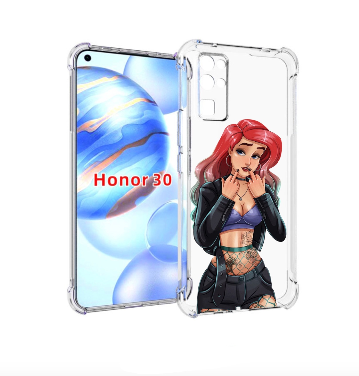 

Чехол бампер MyPads Ариэль-русалочка-готика для Honor 30 (BMH-AN, Прозрачный, Tocco