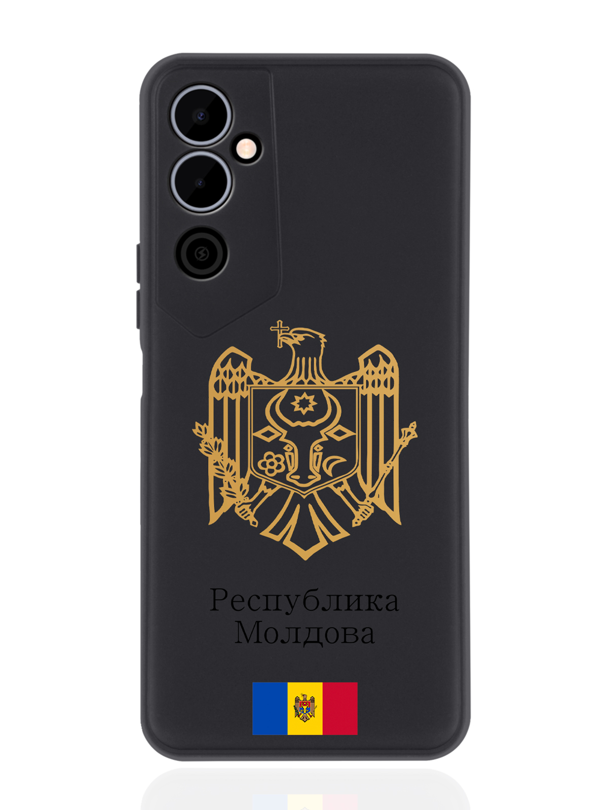 

Чехол SignumCase для Tecno Pova Neo 2 Золотой Герб Республики Молдова/Молдавии черный, Золотистый;черный