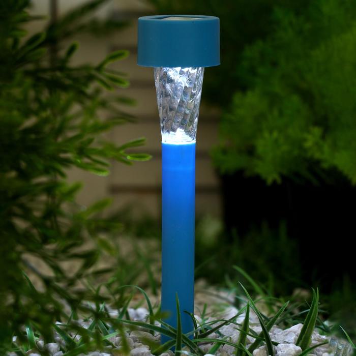 

Фонарь садовый на солнечной батарее "Трапеция", 30 см, d=4.5 см,1 led,пластик, голубая нож