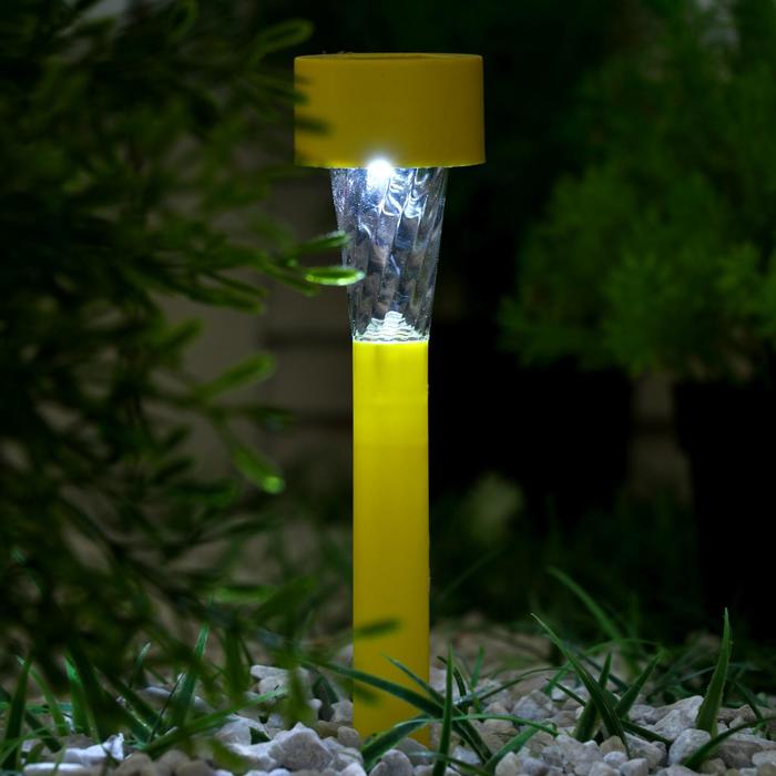 

Фонарь садовый на солнечной батарее "Трапеция", 30 см, d=4.5 см,1 led,пластик, желтая ножк