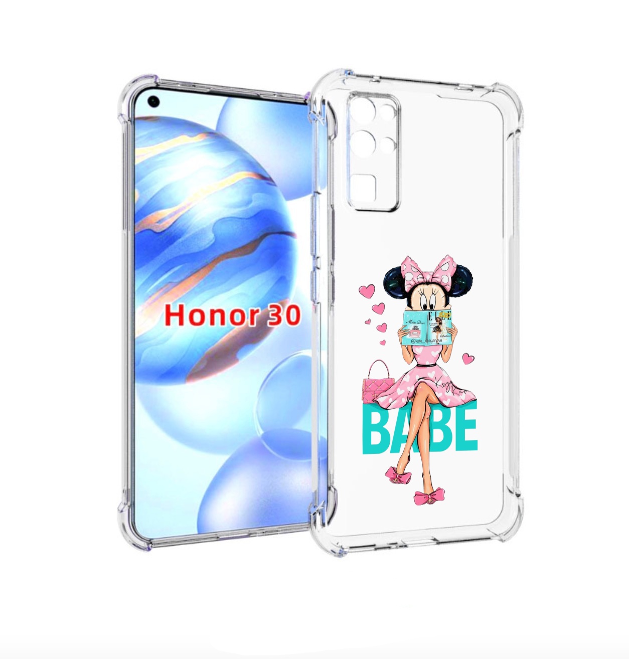 

Чехол бампер MyPads Бейби-микки для Honor 30 (BMH-AN10) противоу, Прозрачный, Tocco