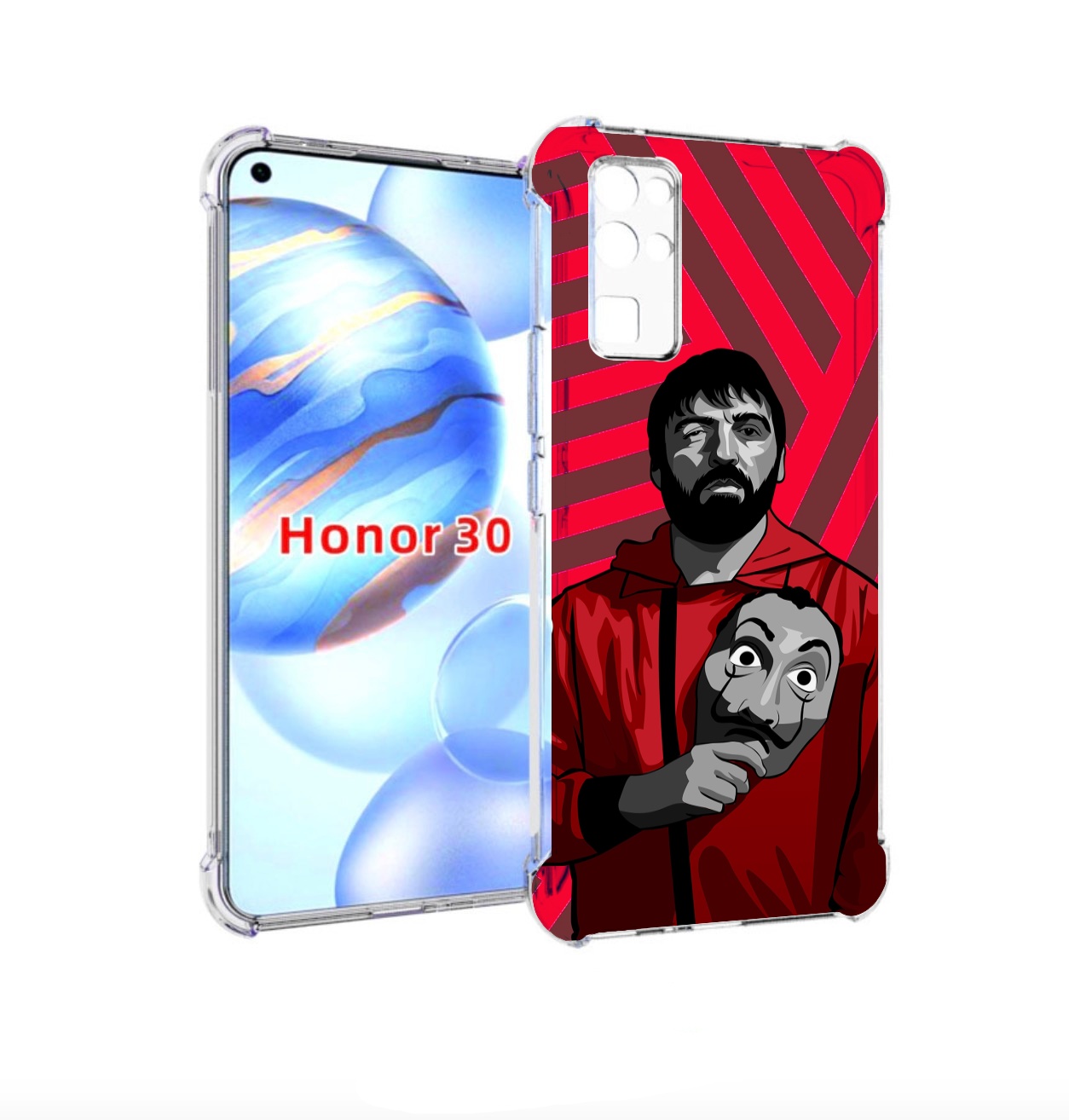 

Чехол бампер MyPads Богата-Бумажный-дом для Honor 30 (BMH-AN10), Прозрачный, Tocco