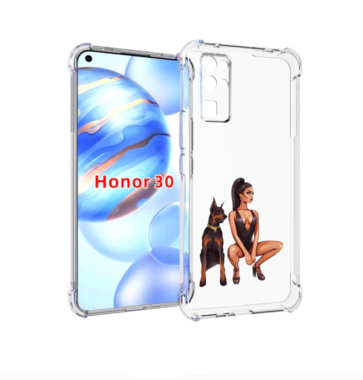 

Чехол бампер MyPads Борзая-девушка для Honor 30 (BMH-AN10) проти, Прозрачный, Tocco