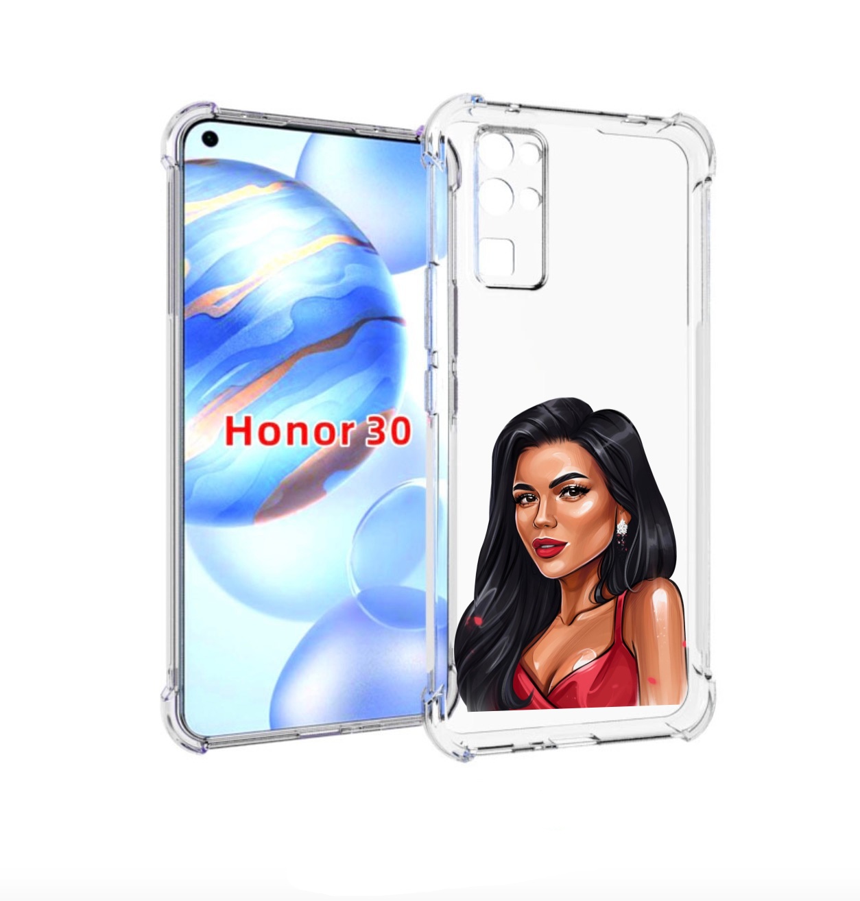 

Чехол бампер MyPads Брюнетка-в-красном-платье для Honor 30 (BMH-, Прозрачный, Tocco