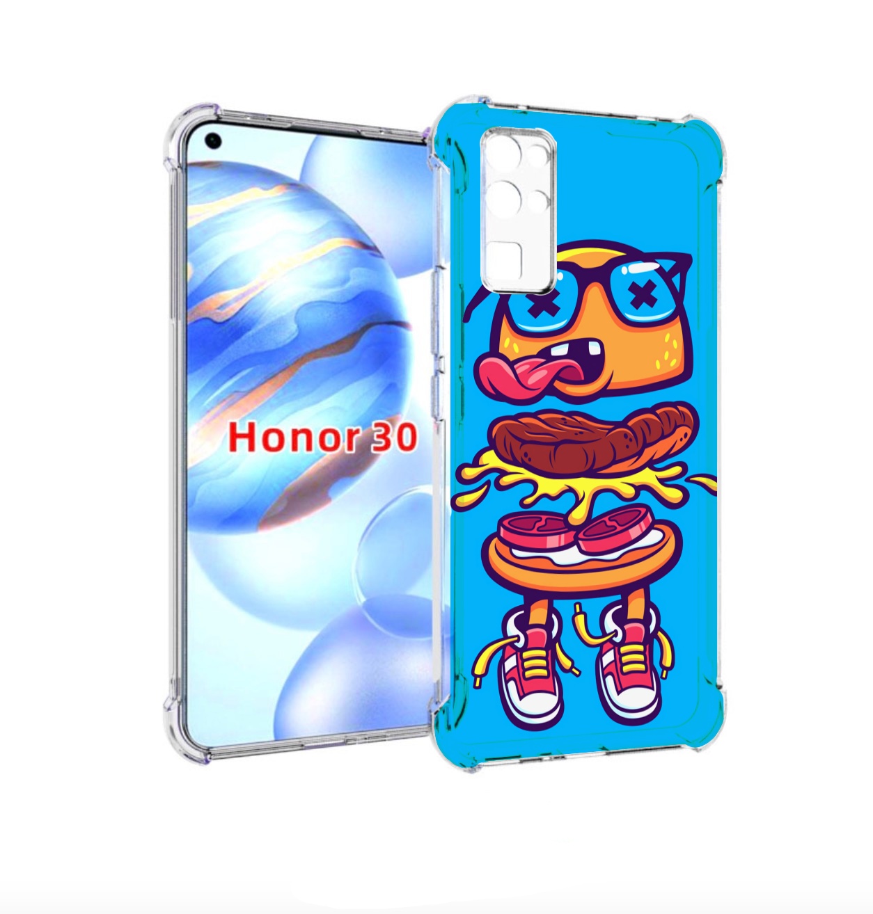 

Чехол бампер MyPads Бургер с очками для Honor 30 (BMH-AN10) прот, Прозрачный, Tocco