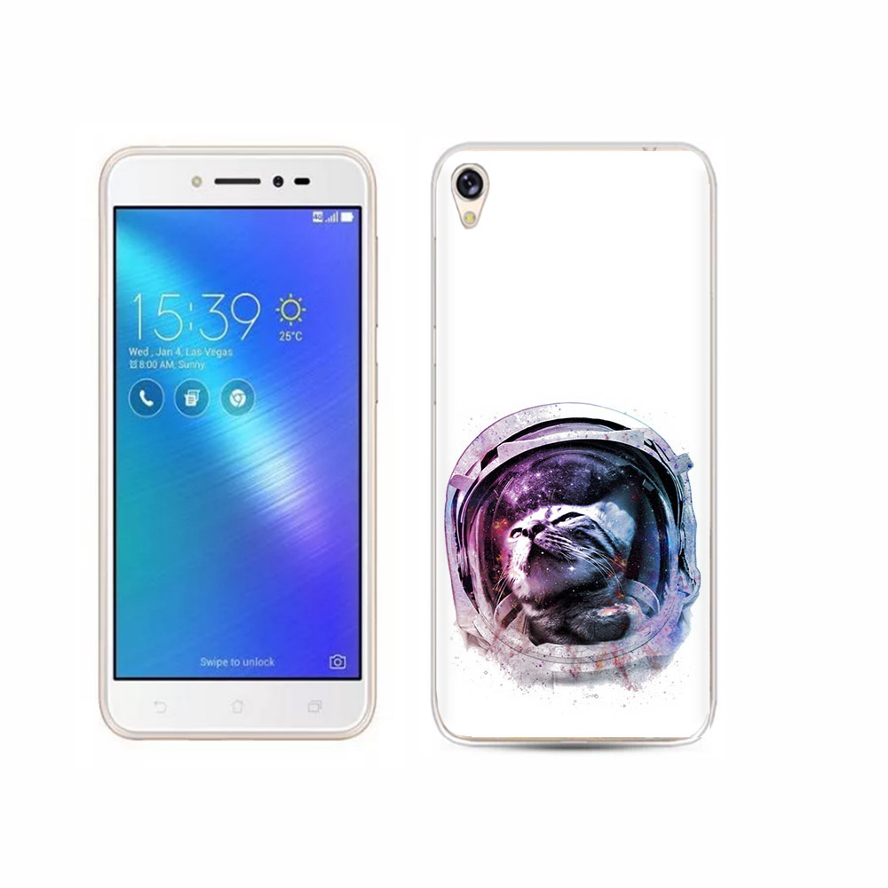 

Чехол MyPads Tocco для Asus ZenFone Live (ZB501KL) кот в шлеме, Прозрачный, Tocco
