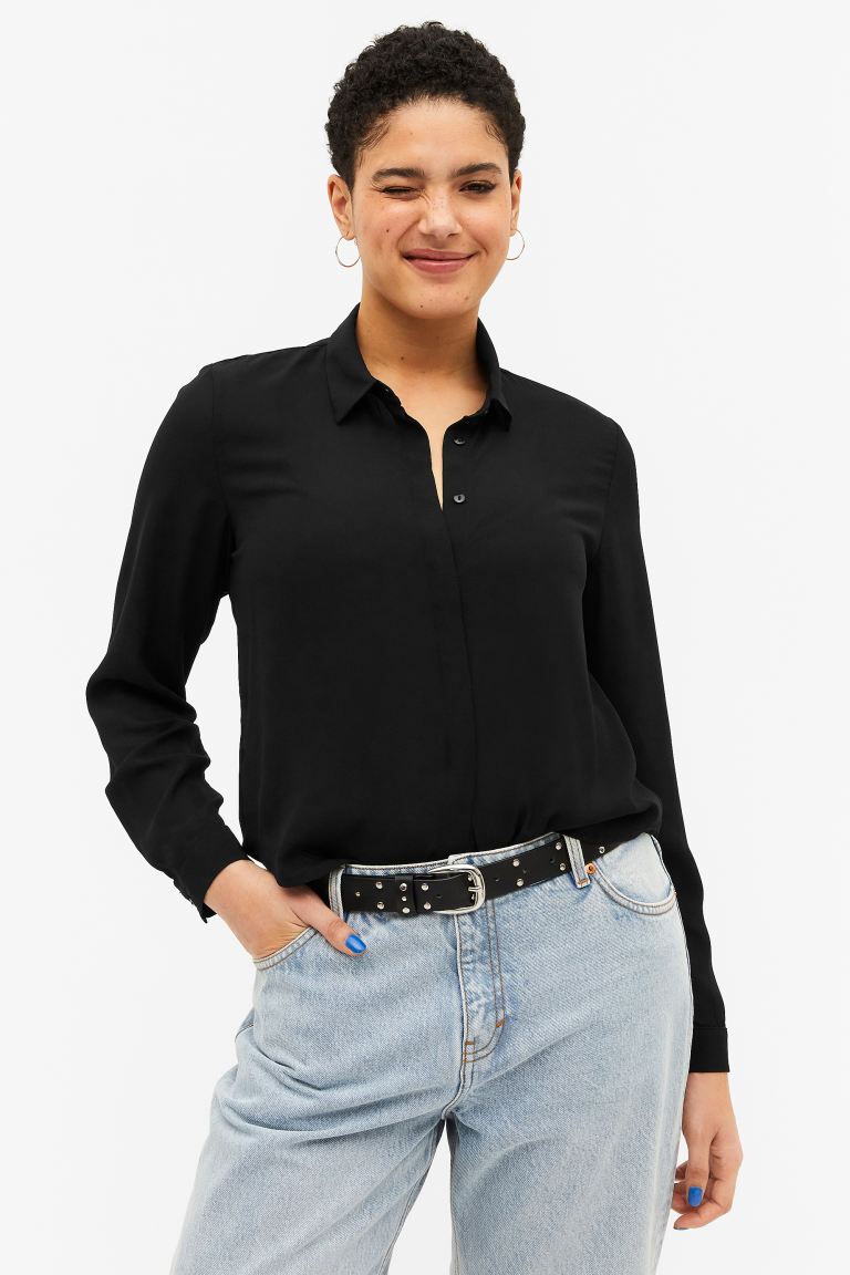

Рубашка женская Monki 1087492001 черная XL (доставка из-за рубежа), 1087492001
