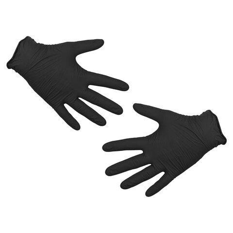 Купить Перчатки нитриловые смотровые неопудренные KLEVER Стандарт черные размер M 50 пар