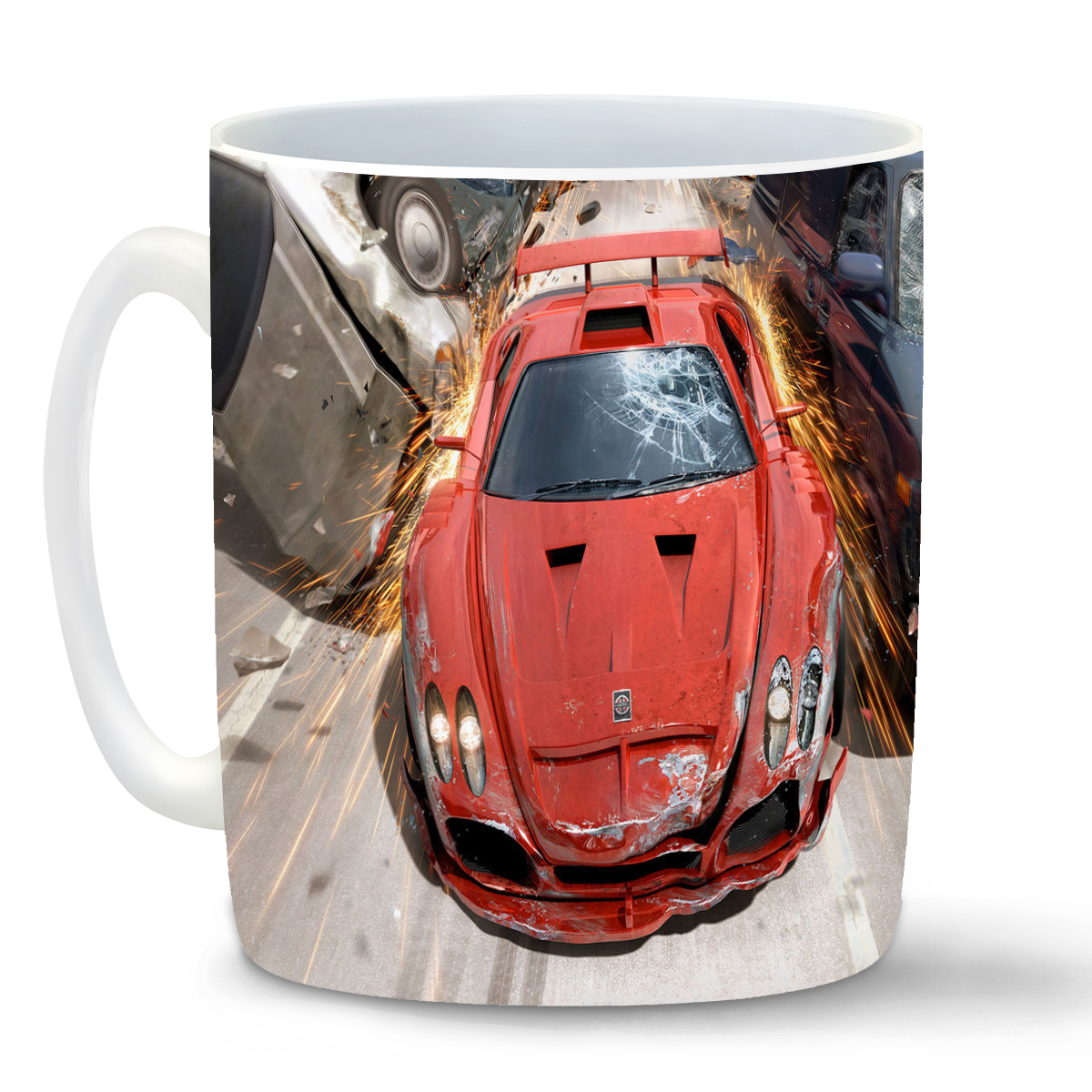 

Кружка CoolPodarok burnout revenge Красная машина и Фургон Искры