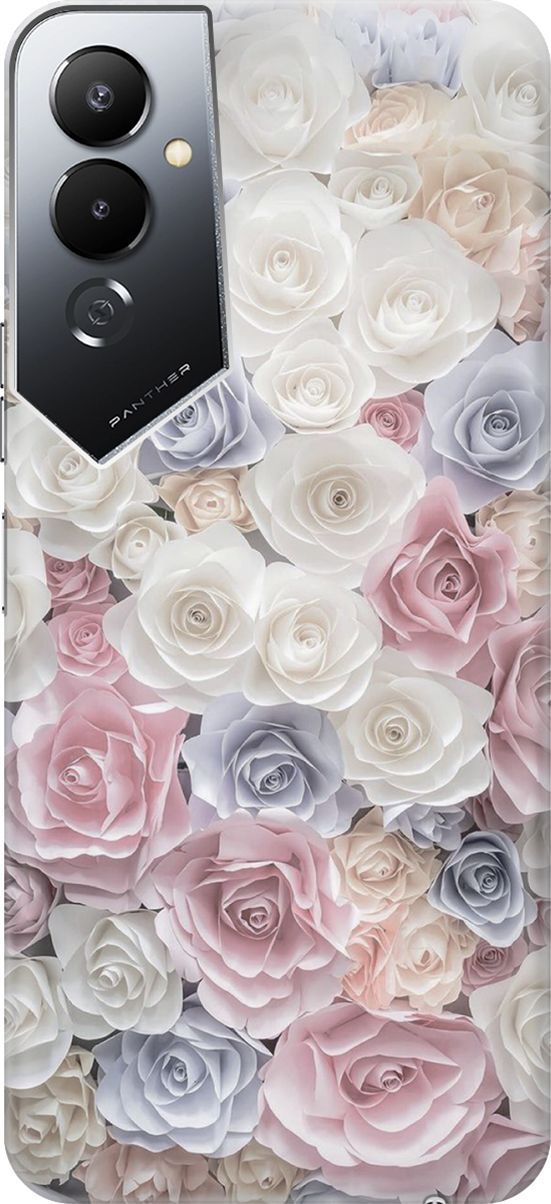

Силиконовый чехол на Tecno Pova 4 с принтом "Пастельные розы", Белый;розовый, 158045