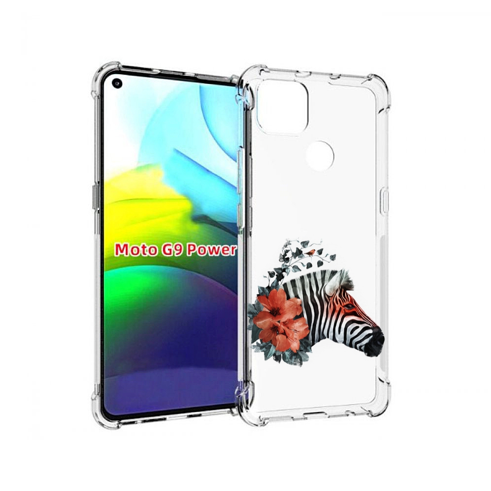 

Чехол MyPads Зебра с цветами для Motorola Moto G9 Power, Прозрачный, Tocco
