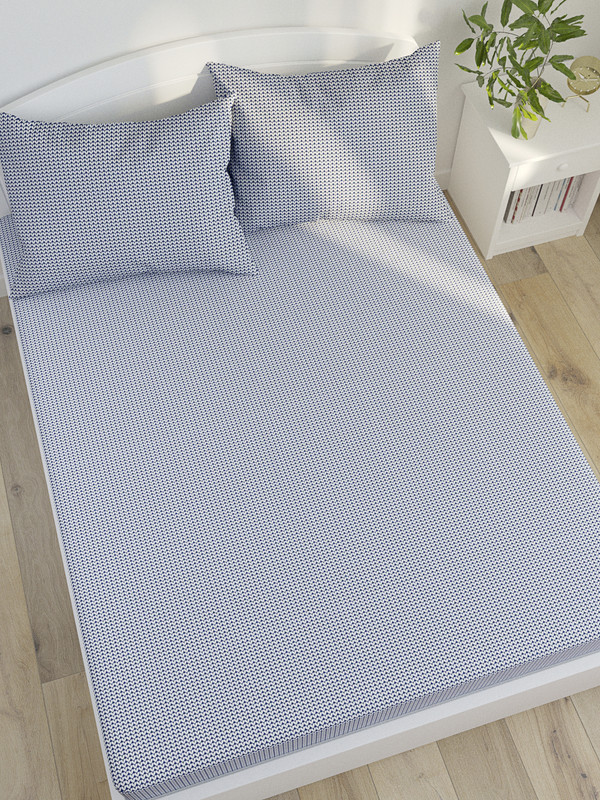 

Простынь на резинке Котики Котики "Knitting" 180х200 см, Синий