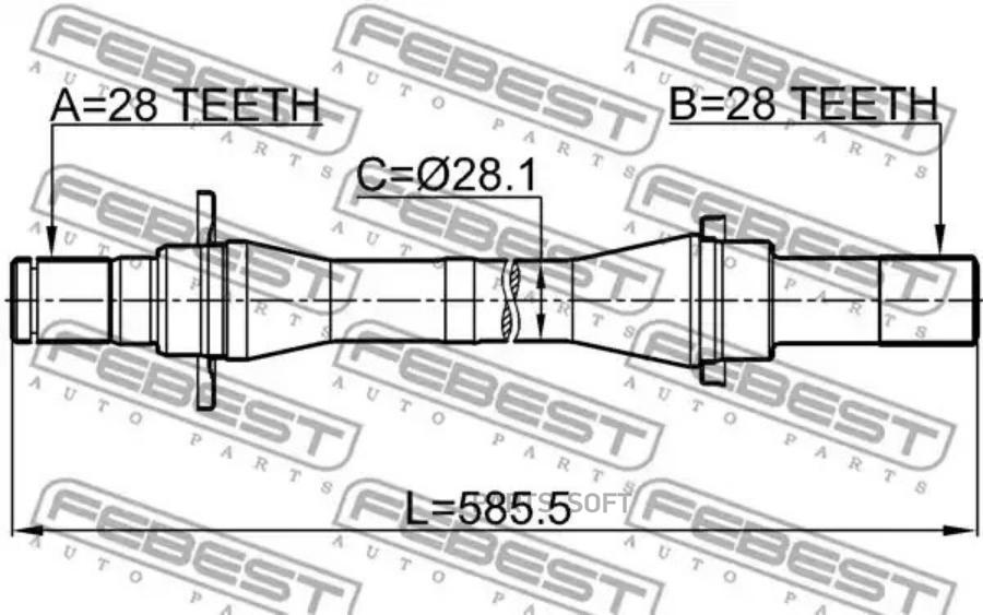 

FEBEST Полуось правая 28x584x28 FEBEST 2212-CARFMCRH