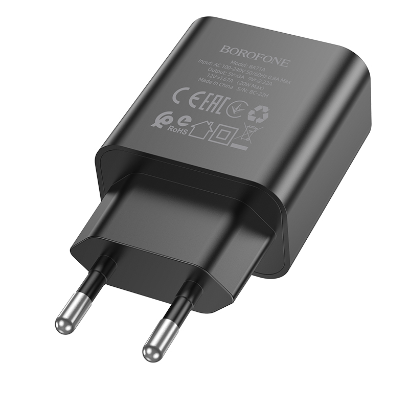 

Сетевое зарядное устройство Borofone BA71A 1xUSB Type-C 3 А черный, BA71A