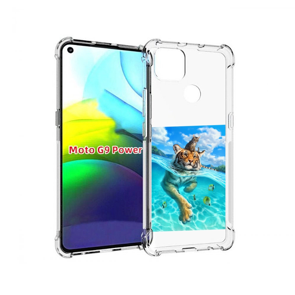 

Чехол MyPads Кот-на-тигре для Motorola Moto G9 Power, Прозрачный, Tocco