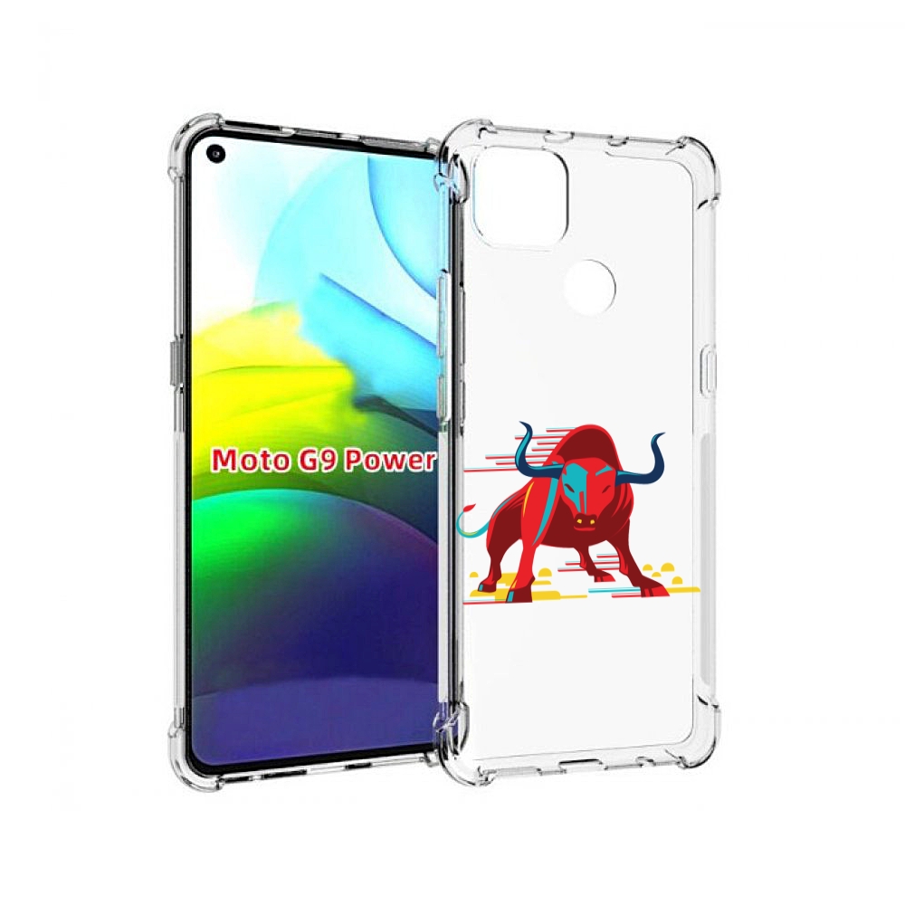 

Чехол MyPads Красный-бык для Motorola Moto G9 Power, Прозрачный, Tocco