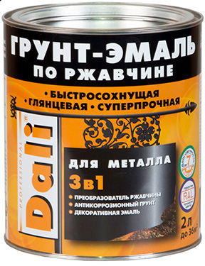 

DALI грунт-эмаль 3в1 по ржавчине гладкая красно-коричневая RAL 3011 (2л) глянцевая
