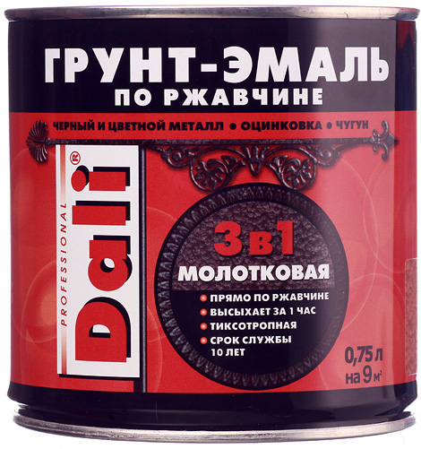 

DALI грунт-эмаль 3в1 по ржавчине молотковая медная (0,75л) глянцевая, Коричневый