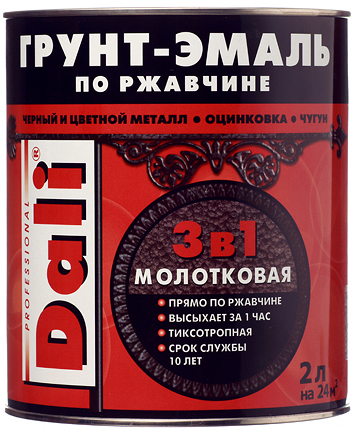 

DALI грунт-эмаль 3в1 по ржавчине молотковая шоколадная (2л) глянцевая, Коричневый