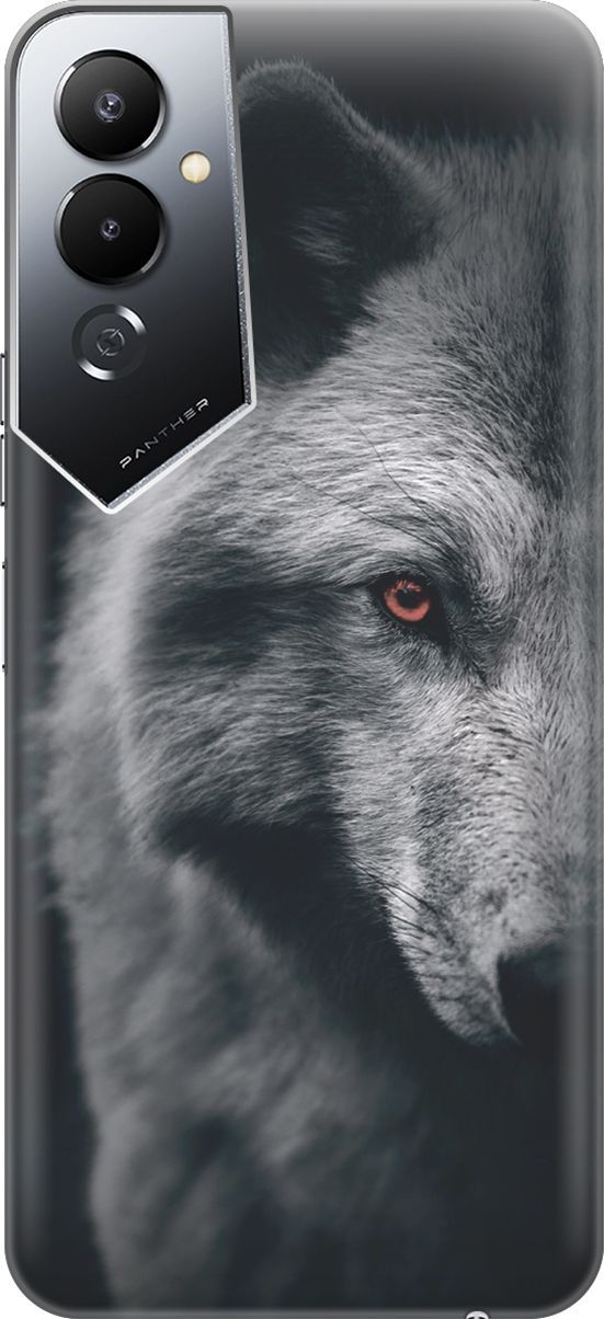 

Силиконовый чехол на Tecno Pova 4 с принтом "Красноглазый волк", Красный;серый, 158043