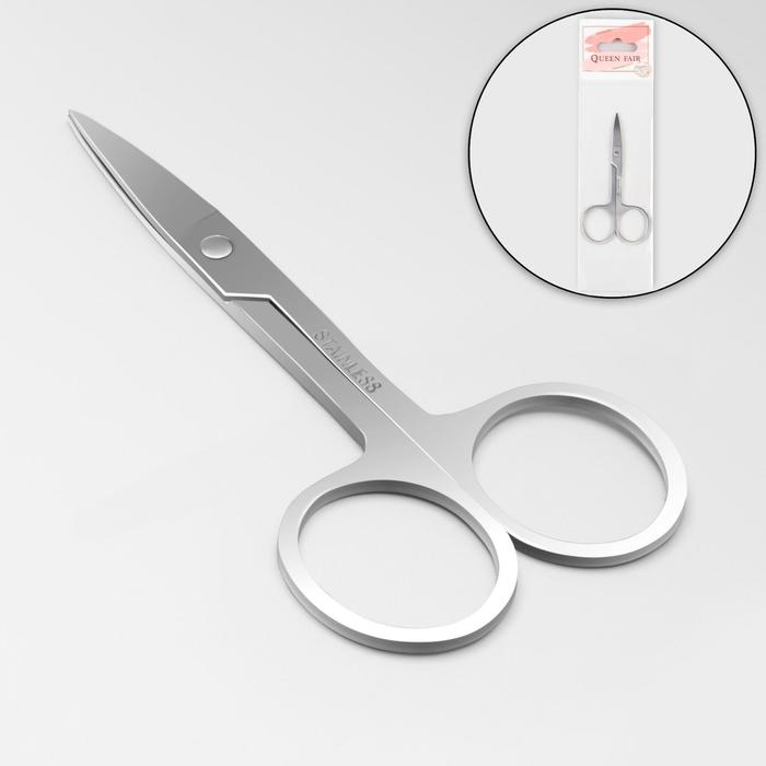 Ножницы маникюрные Queen Fair прямые, широкие, 9 см, серебристые