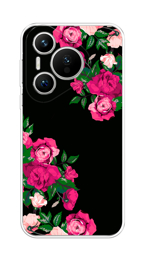 

Чехол на Huawei Pura 70 "Розы фуксия", Черный;розовый;зеленый, 6124050-1