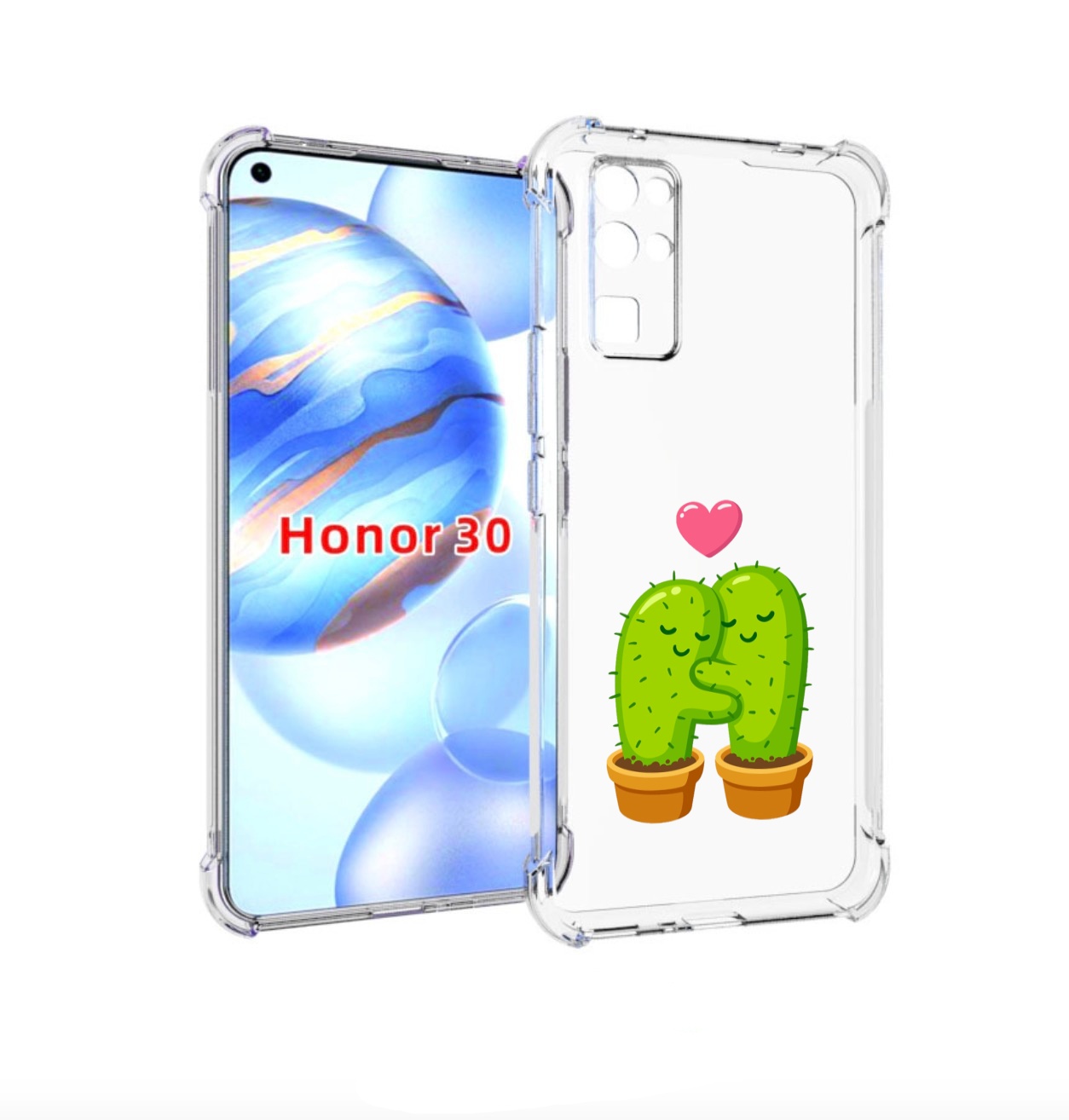 

Чехол бампер MyPads Влюбленные-кактусы для Honor 30 (BMH-AN10) п, Прозрачный, Tocco