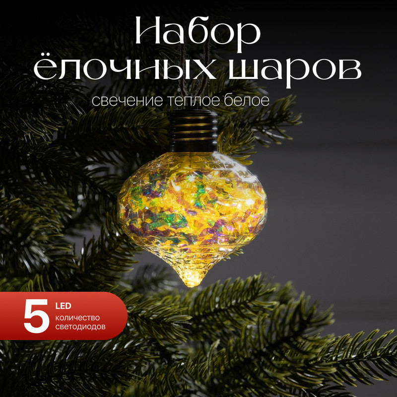 Шар на ель Luazon Lighting Ретро 9143358 1 шт. прозрачный