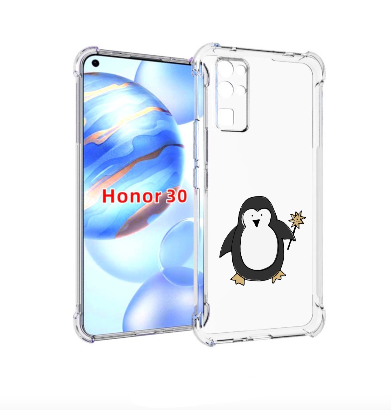 

Чехол бампер MyPads Волшебный пингвин для Honor 30 (BMH-AN10) пр, Прозрачный, Tocco