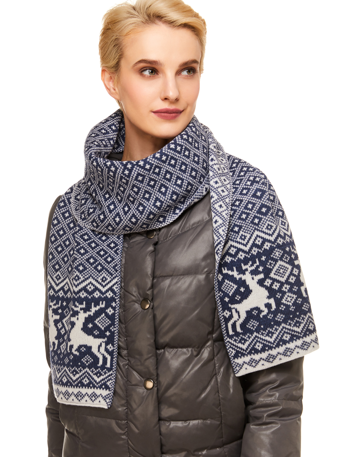 

Шарф женский Scandica Reindeers джинсовый One Size, 807SCAW