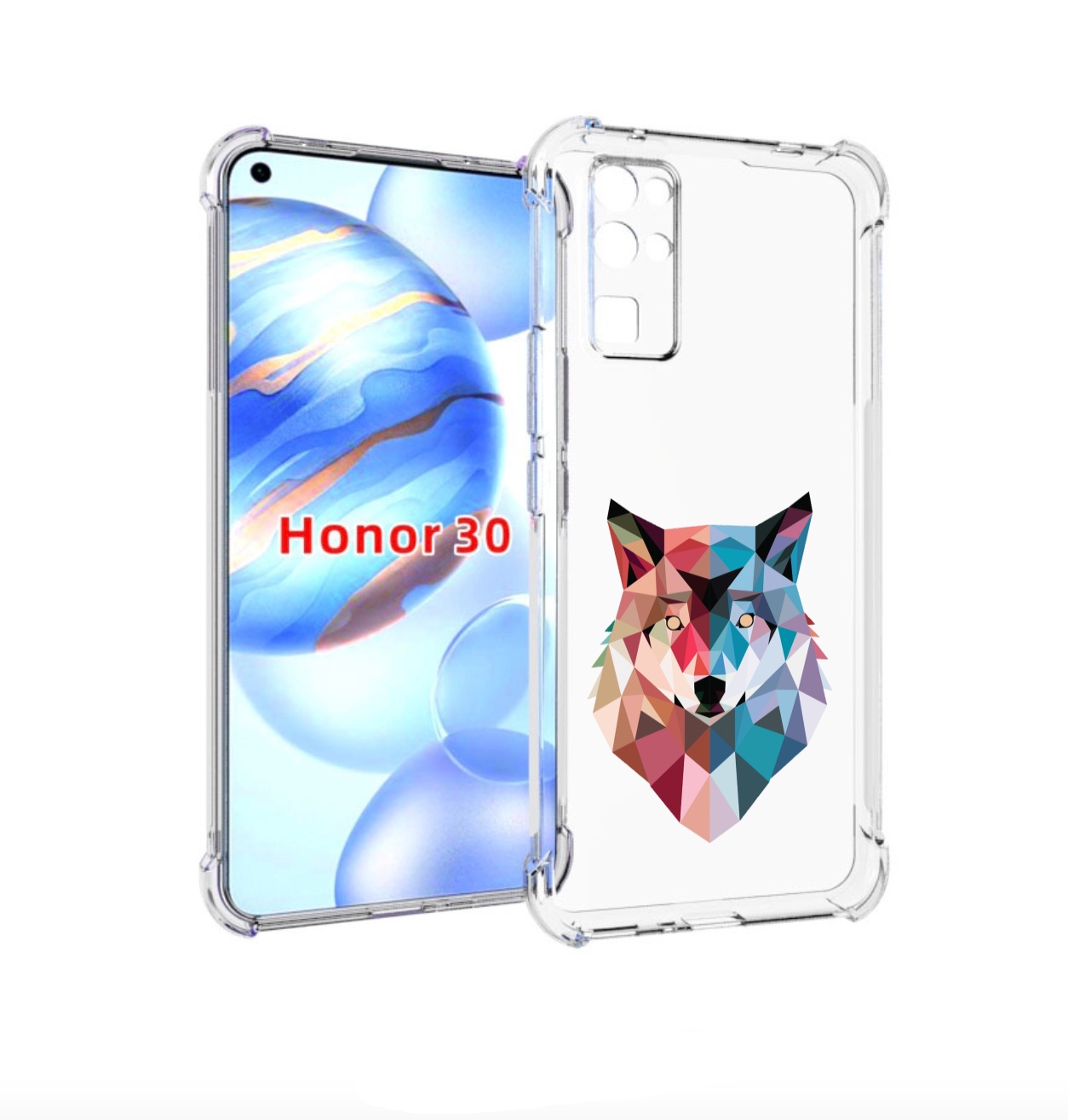 

Чехол бампер MyPads Геометрический-волк для Honor 30 (BMH-AN10), Прозрачный, Tocco