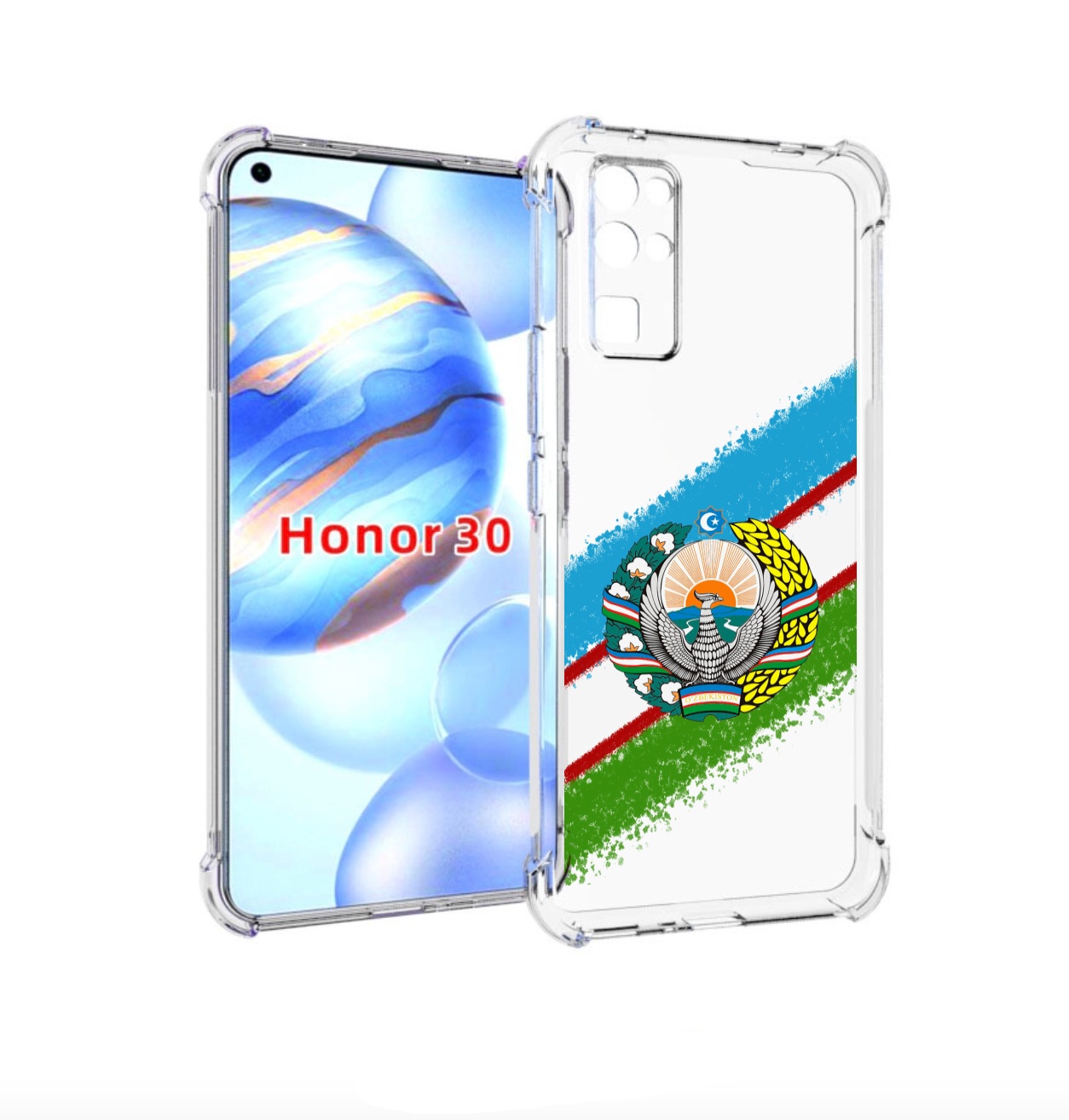

Чехол бампер MyPads Герб флаг Узбекистана для Honor 30 (BMH-AN10, Прозрачный, Tocco