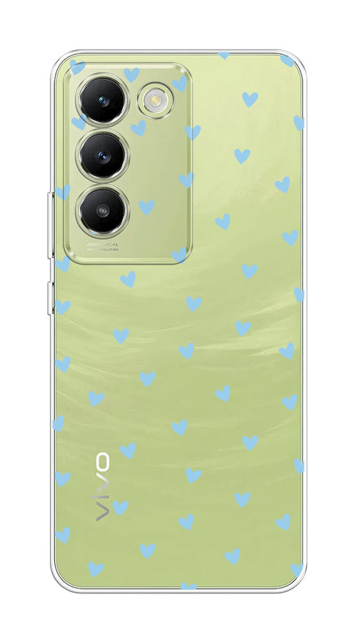 

Чехол на Vivo V30 lite 4G "Голубые сердечки паттерн", Голубой;прозрачный, 2610350-1