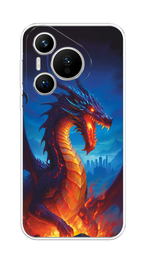 

Чехол на Huawei Pura 70 "Дракон над лавой", Оранжевый;коричневый;синий, 6124050-1